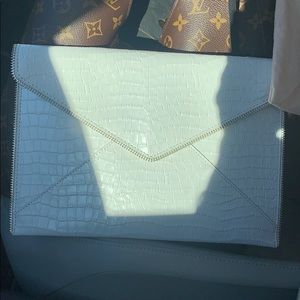 Rebecca minkoff envelope clutch white croc